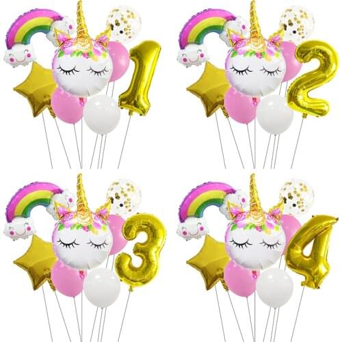 2021 Cute Rainbow Unicorn Party Balloon Fairy Digital Balloon Unicorn Birthday Decoration Childrens Birthday Party Decoration
