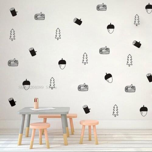 38pcs Plant Tree Pattern Wall Stickers Vinyl For Baby Room Home Decor DIY Children Living Room Decal Self-adhesive Murals CN367