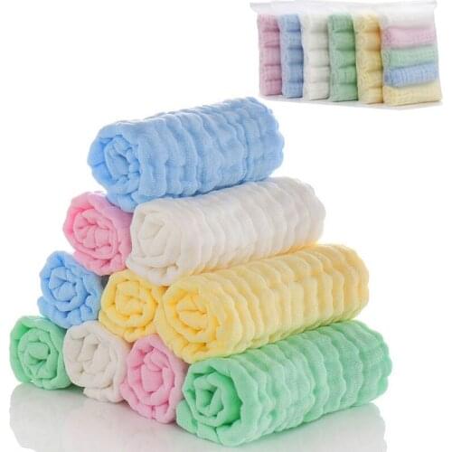 5 Pcs/Pack 6 Layers Soft Cotton Baby Newborn Towels Muslin Baby Face Towel Kids Handkerchief Bath Feeding Face Wash Cloth