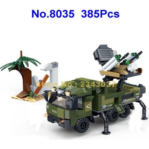 Gudi 8035 385pcs Military Doug Air Defense Missile Truck Building Blocks 2 Toy