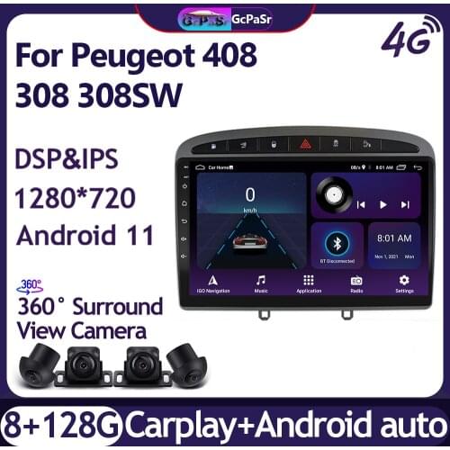 4G +64G 9" 2din Android Car DVD Player Navi for Peugeot 408 for Peugeot 308 308SW Car Radio GPS Navigation WIFI Bluetoot Player