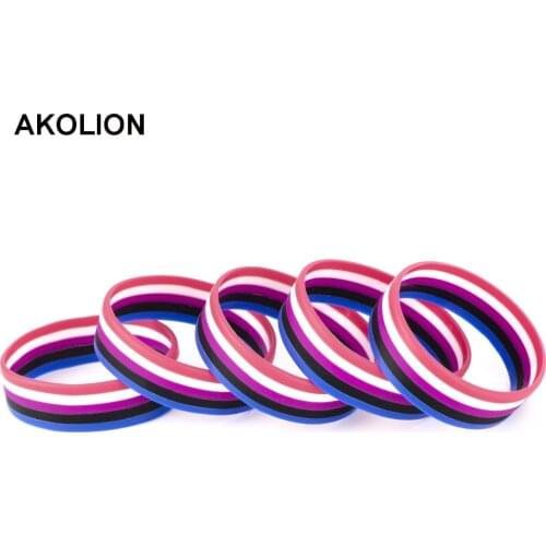 Gender Fluid Pride Silicone Rubber Bracelets Gay Lesbian Wristband Jewelry 10pcs