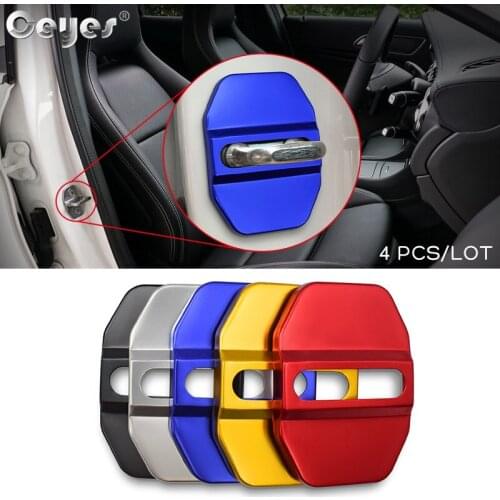 Ceyes 4pcs Car Accessories Door Lock Cover Fit For Mercedes Benz AMG W213 W204 CLA For Bmw Fiat Abarth Auto Sticker Car Styling