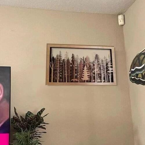 Cut Wood Wall Plaque Forest Trees Home Office Decor Art Painting Sculpture Modern Housewarming Gifts