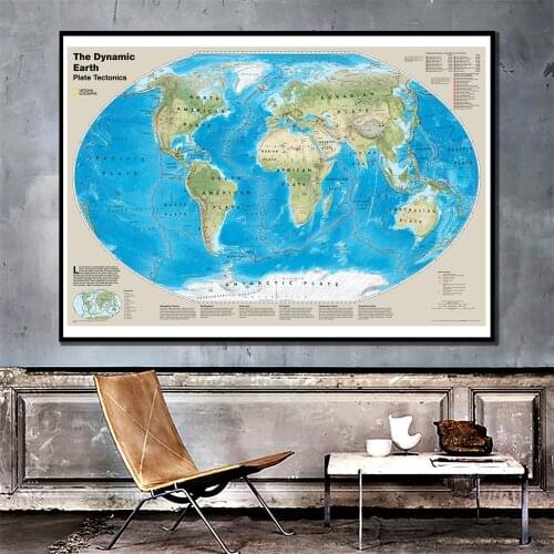 24x36 inches The Dynamic Earth Plate Tectonics With Tectonic Features For Bedroom Wall Decoration