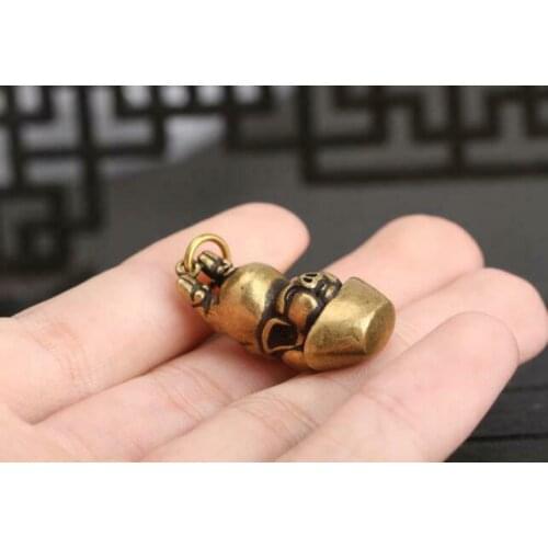 Chinese Collection old Antique Brass Zodiac pig Exquisite Key buckle Pendant