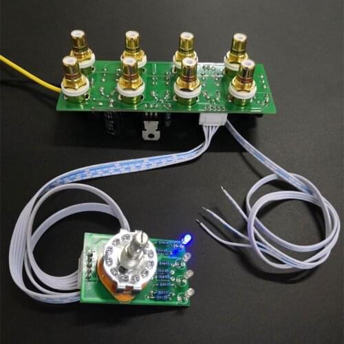 KYYSLB AC12-15V 4 Input and One Output Signal Selection Board Gold-plated RCA Audio Switching Board Audio Source Selection Board