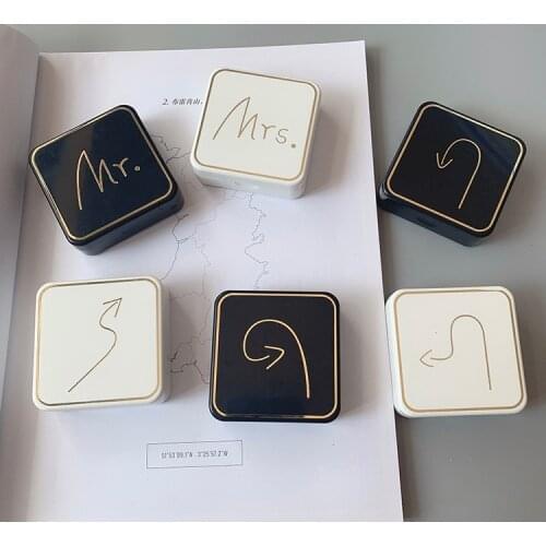 Unisex Black White Letter Portable Contact Lens Storage Box Senior Retro Double Care Simple Beauty Contact Box Companion Box
