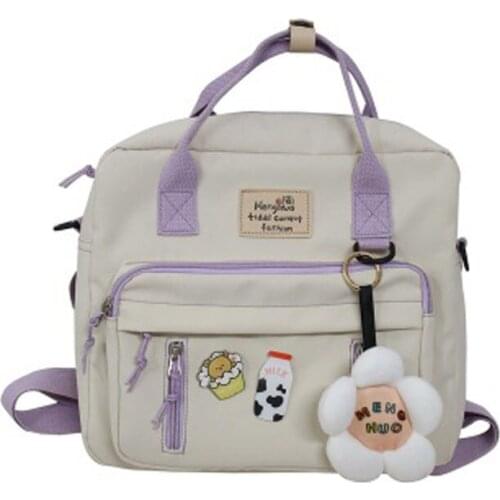 New Lovely Multifunctional Backpack Teenage Girl Ring Buckle Portable Travel Bag Female Small Schoolbag Badge Women Backpacks