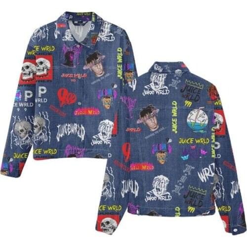 4XL Fashion Youth/Girl 100%Cotton Lapel Cartoon 3D Digital Print Single-Breasted Cowboy Jacket Harajuku Hip Hop Loose Outerwear