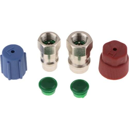 Set Of 2 Air Conditioning Line Repair Adapters High Low R12 R22 To R134a with the Red /Blue Heater Parts