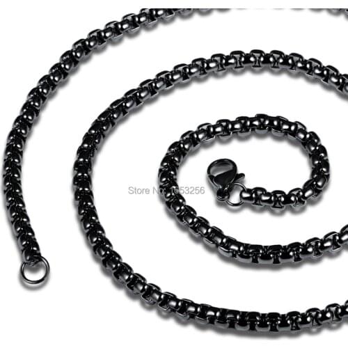 New Never Fade 18''-32'' black 3mm 316L Stainless Steel Suare Box Chain Link Necklaces Fashion Women Men Jewelry