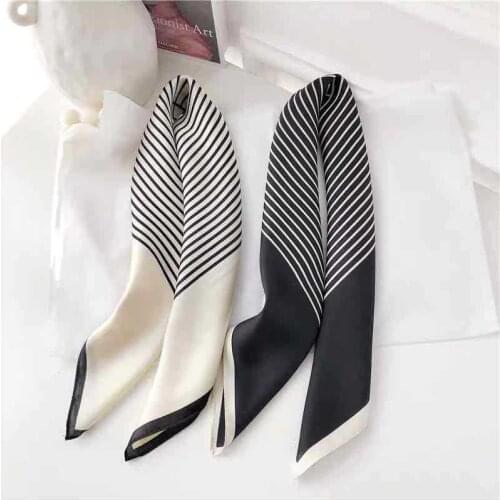 Spring and Autumn New Style Nordic Wind Contracted Temperament Stripe Occupation Small Square Scarf Woman