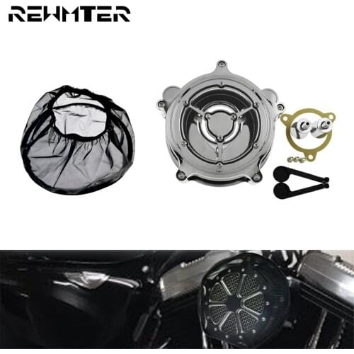 Motorcycle Clear Air Cleaner Intake Air Filter &Waterproof Rain Sock Protective Cover For Harley Dyna Softail Touring Road Glide