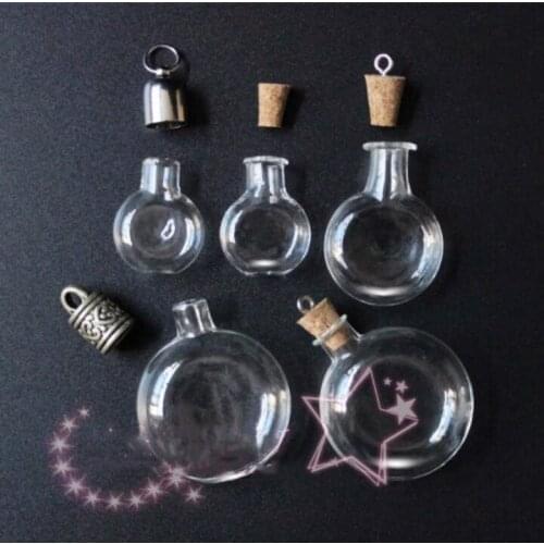 Flat Cork Stopper Mini Empty Glass Bottle Tiny Glass Jars With Cork/Cap Wish Glass Jars Wedding Holiday Small Containers