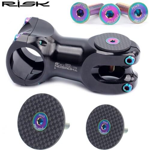 RISK Carbon Bike Stem cap + Titanium Bolts OD2 Bicycle Headset Stem Top Caps For 28.6mm 31.8mm Road Bike MTB Cycling Accessories