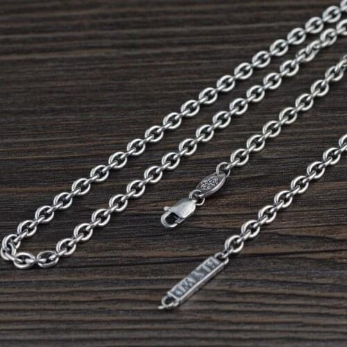 S925 Silver Retro New Chain Ring Wholesale Silver Jewelry For Men And Women Fashion Pearl Chain Necklace