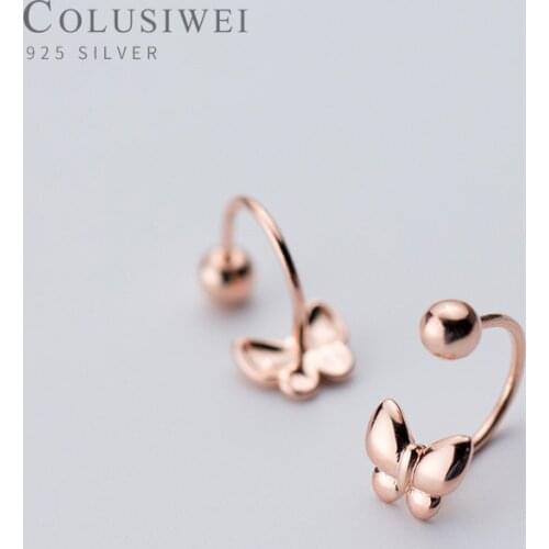 Colusiwei Hot Sale Gold Color Butterfly Clip Earrings For Women Genuine 925 Sterling Silver Do not Need Ear Hole Insect Jewelry