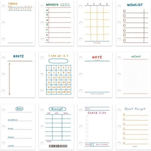 60 Sheets 60x80mm Mini 3 Hole Loose Leaf Binder Notebook Inner Page for Transparent Diary Planner Filler Pages