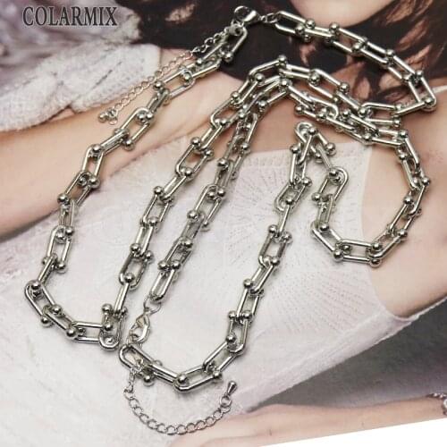 4 Strand U shape necklace handmade jewelry necklace U shape Long necklace gift for lady Punk style Hip pop jewelry gift 9767