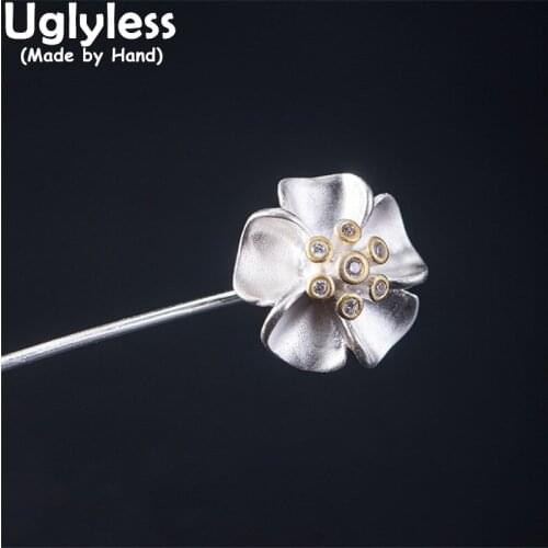 Uglyless French Romance Men Elegant Dress Brooches 925 Silver Long Pins for Women Glossy Silver Crystal Brooches Neutral Jewelry