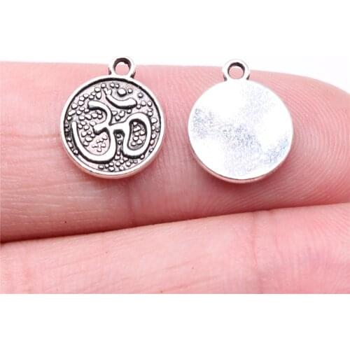 WYSIWYG 40pcs Charms 13x11mm Om Charms For Jewelry Making DIY Jewelry Findings Antique Silver Color Alloy Charms Pendant