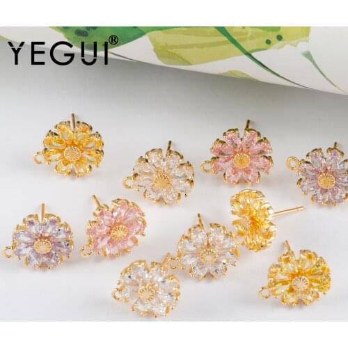 YEGUI M1033,jewelry accessories,18k gold plated,copper metal,zircons,charms,hand made,jewelry making,diy earrings,6pcs/lot