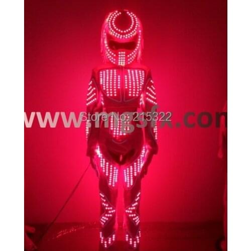 Free shipping Womens LED Light up dance costume / sexy LED light Robot suit