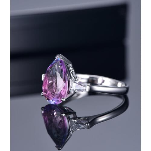 TKJ Fashion Gemstone Ring for Women Solid 925 Sterling Silver tourmaline Color Change Stone Wedding Engagement Fine Jewelry