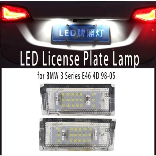 2pcs White Canbus Error Free LED License Number Plate Light No Error Tail Light Lamp High Power for BMW 3 Series E46 4D 5D 98-05