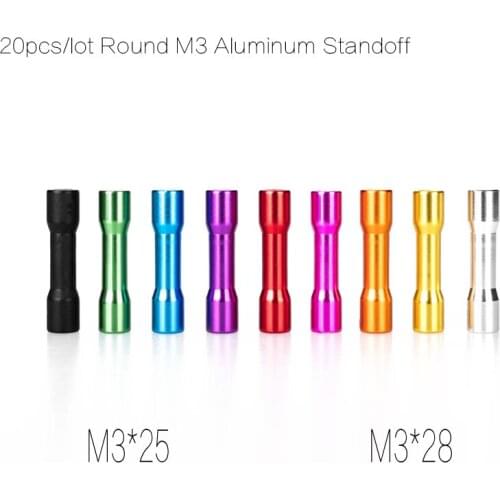 20pcs/lot Round M3 Aluminum Standoff M M3*30 M3*35 30MM 35MM Alloy Spacer Stud Fastener for FPV Racing Drone Frame