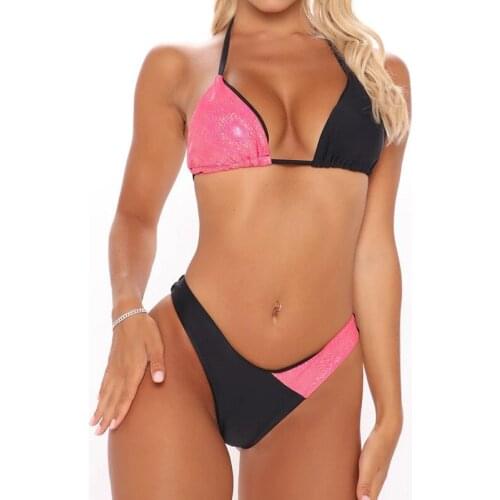 2020 New Women Bikini Swimwear Backless Swimsuit Low Waist Summer Bodysuit Patchwork Bathing Suit Beach Swim Wear Biquinis