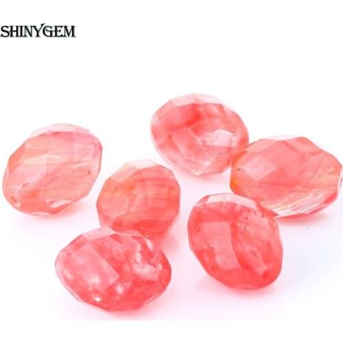 5Pcs 15*20mm Cutting Faceted Natural Crystal Druzy Watermelon Red Stone Beads For DIY Fashion Jewelry Making Bracelets Necklaces