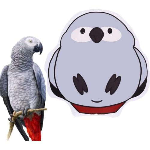 African Grey Parrot Plush, Jacco, Pillow, Cushion, Bird, Parrot, Gift Height 35 cm (13,80 inch), Width 34 cm (13,40 inch)