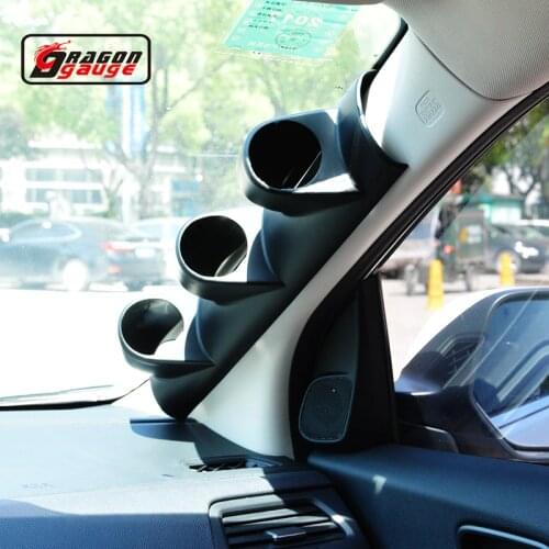 Dragon gauge 60mm 3 Hole Left And Right Hand column Drive Car A Pillar Black Triple Gauge Holder Gauge Pods volt gauge pods