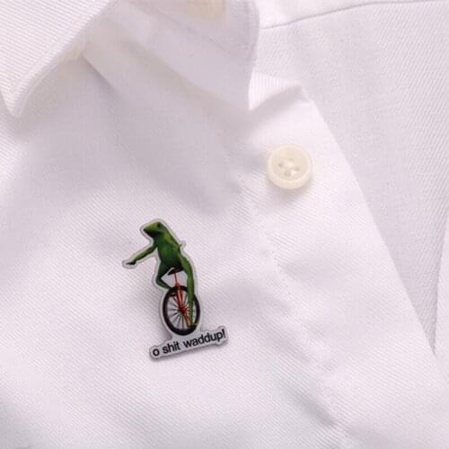 Unicycle Juggling MemeFrog waddup brooch Pin