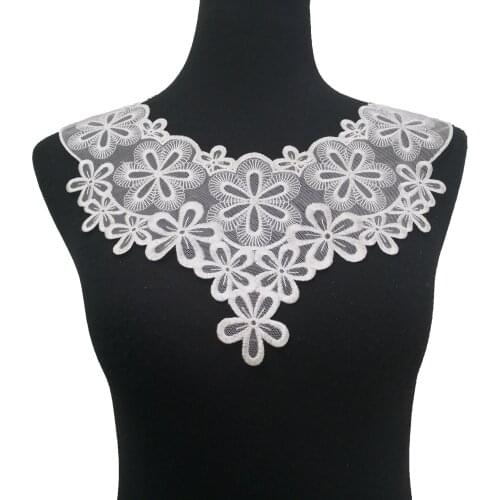 Black and white decorative fake collar chest applique embroidery DIY craft clothing supplies accessories 1 piece for sale