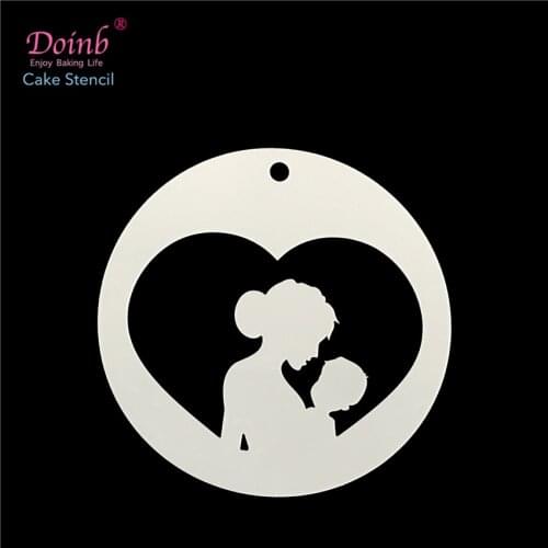 DIY Mother day Baby Love Heart Cake Stencil Pad Spray Flower Plastic Mold Custom Strew Duster Fondant Cupcake Baking Tool FQ4170