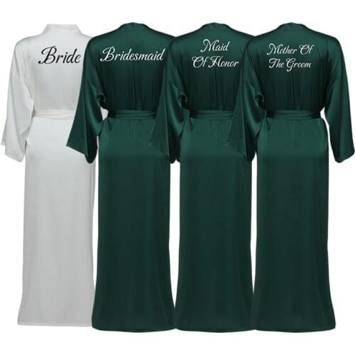 Long Robes Satin Chiffon Robes Long Sleeve Green Custom Bridesmaid Robes Bride Robe Women Long Bridal Wedding Bathrobe