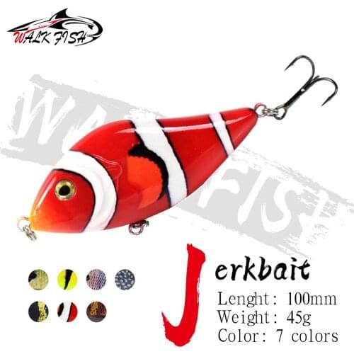 WALK FISH 100MM 45G Jerkbait Hard Baits VIB Slow Sinking Fishing Lure Nickel Hook Freshwater Seawater Troute Pike Fishing Tackle