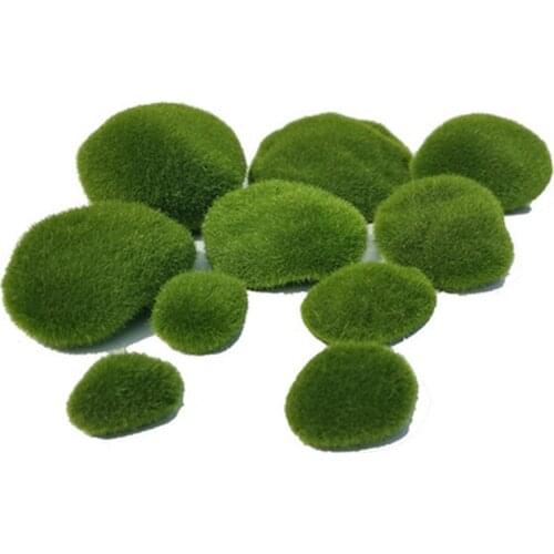10PCS/set 4 Sizes Artificial Moss Rocks Decorative, Green Moss Balls,for Floral Arrangements Gardens and Crafting