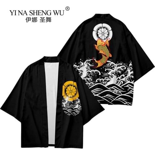 Kimono Japanese Costume Men Harajuku Style Printed Tops Japan Haori Cardigan Chinese Traditional Jacket Loose Shirt Yukata Coats