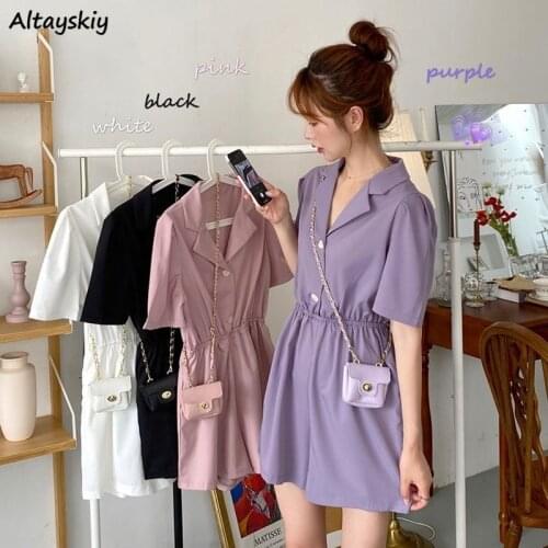 Rompers Women Solid Loose Casual Students Chic Basic Girls Colorful Tender Ladies All-match Comfortable Solid Girlish Streetwear