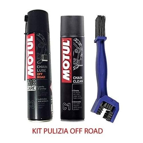 Kit cleaning Chain Motul C1 + C3 + brush cleaner Chain Clean + Chain Lube Off Road + brush