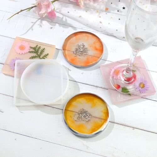 Round Crystal Resin Coaster Resin Coaster Casting Molds Silicone Epoxy Jewelry Pendant Agate Making Mould Tool DIY Accessory