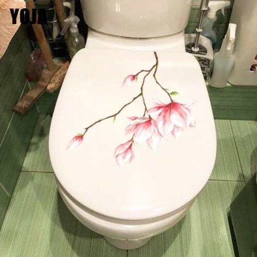 YOJA 21.6*23.7CM Fantasy Cartoon Pink Magnolia Flower Bedroom Wall Decor Home WC Toilet Sticker T1-0641