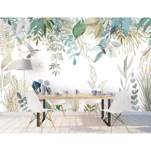 Bacal Photo 3D Wallpaper Modern Hand-painted Tropical Plant Leaves Flowers And Birds Murals Living Room 3d wallpaper huda beauty