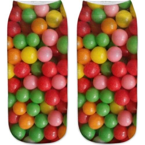 Women 3D Printed Socks Brand Hot Fashion Unisex Summer Autumn Harajuku Food Cartoon Series Female Funny Casual Short Ankle