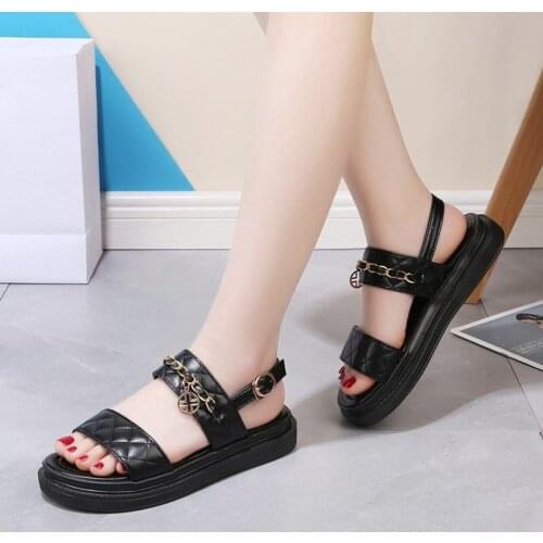 2021 New Style Sandals Womens Summer Student Sponge Cake Thick-soled Sports Roman Flats