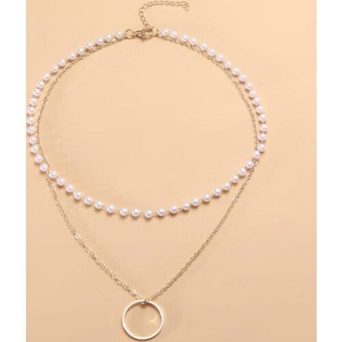 Boho Style Necklace 2020 Fashion New Temperament Necklace Wild Niche Net Red Circle-shaped Pearl Double Chain Necklace Gothic